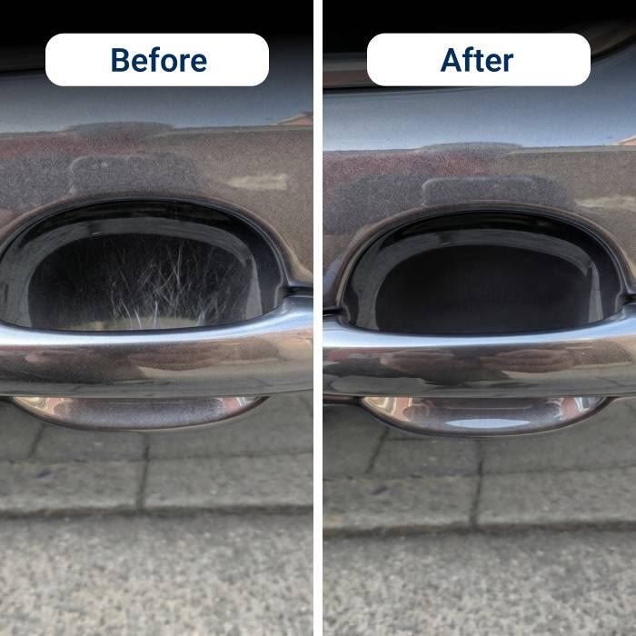 Before and after: fine marks around a door handle